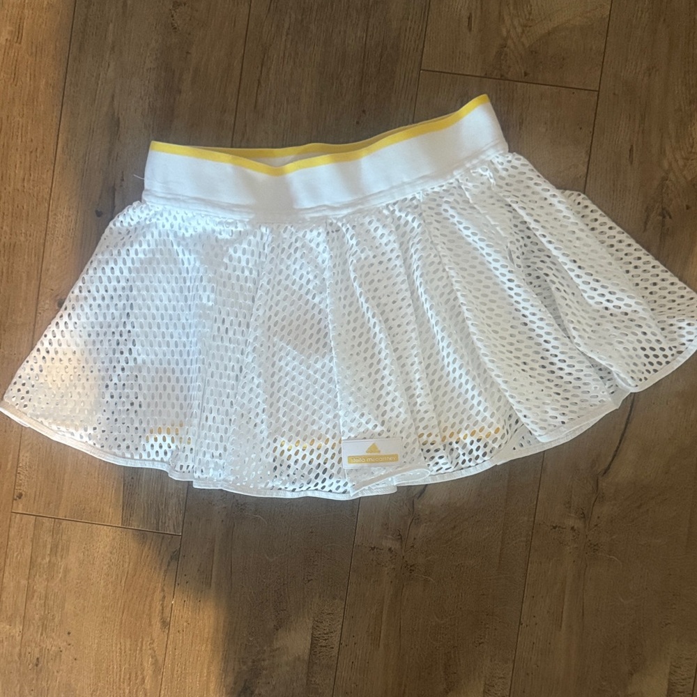 Stella McCartney White Skater Skirt with Yellow Trim